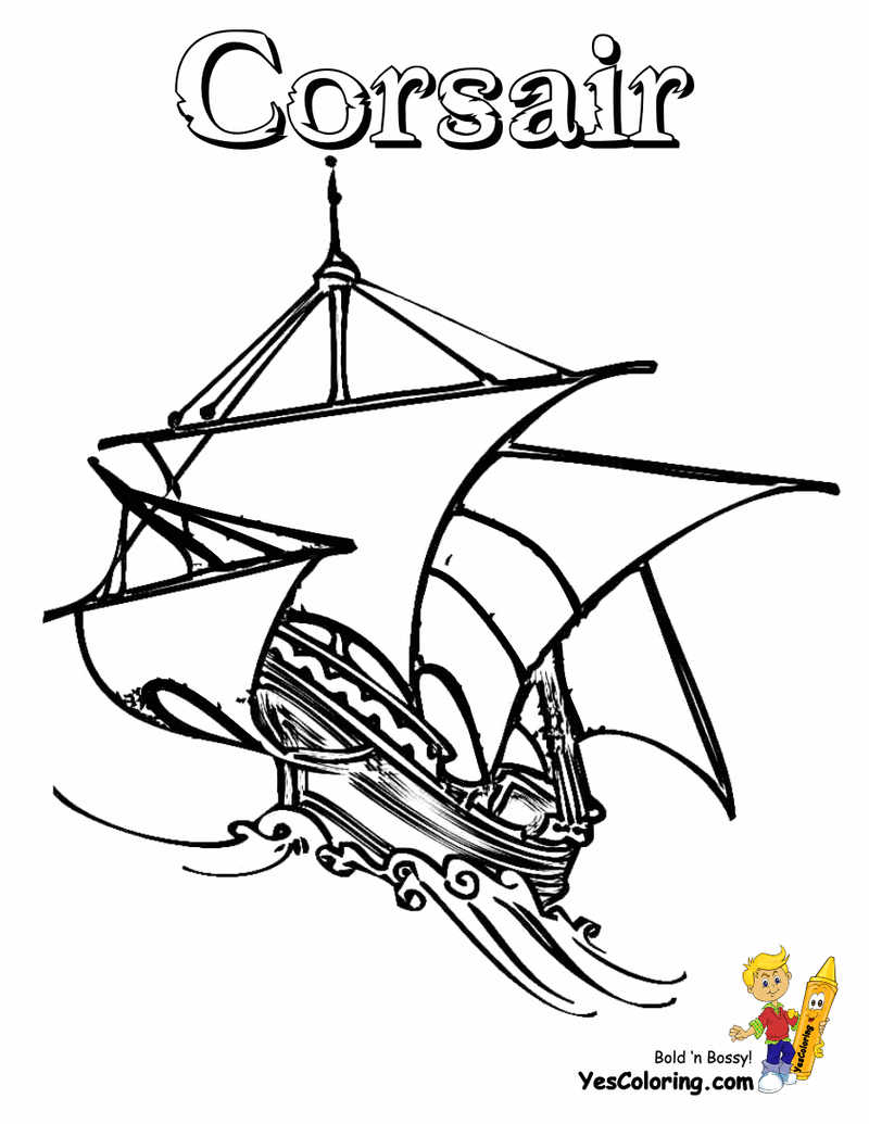 Pirates Tall Ship Boats Coloring Pages