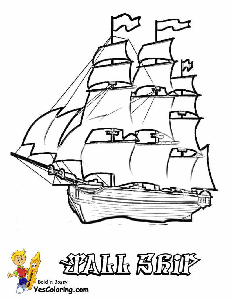 Tall Ship Boats Coloring Pages