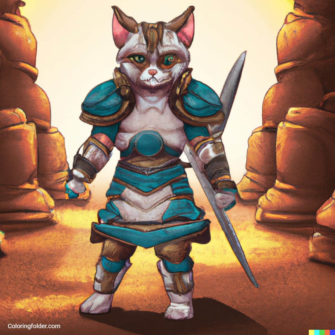 cartoon cat warrior created with ai