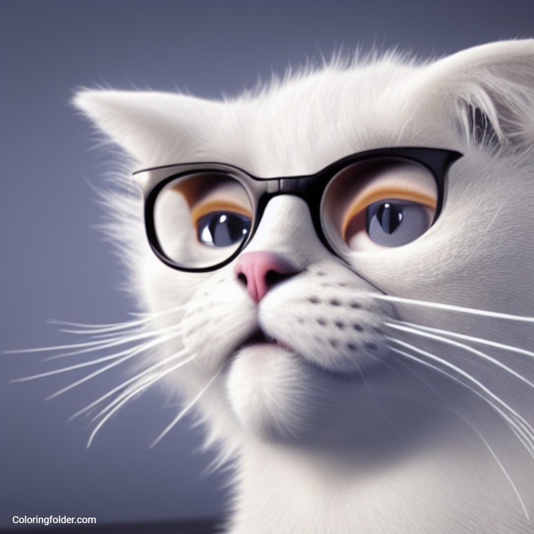 cute cat wearing glasses picture created by ai