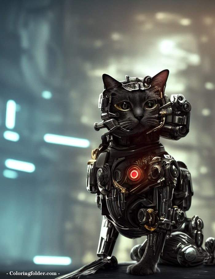 cyborg cat image created by ai