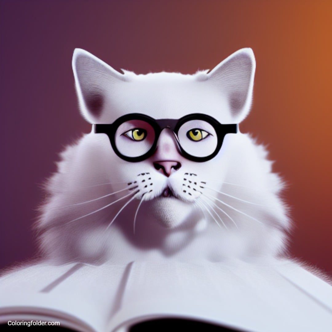 image of a cute cat reading book created by ai