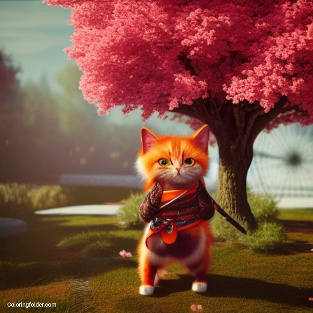 very cute samurai cat image created with ai