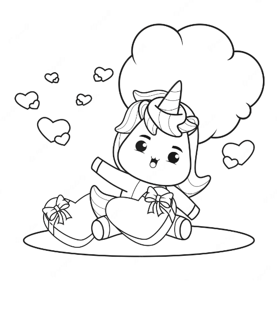 Free Printable Unicorn Valentine Coloring Pages