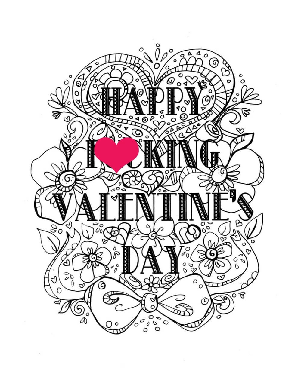 Happy Valentine Coloring Pages For Adults