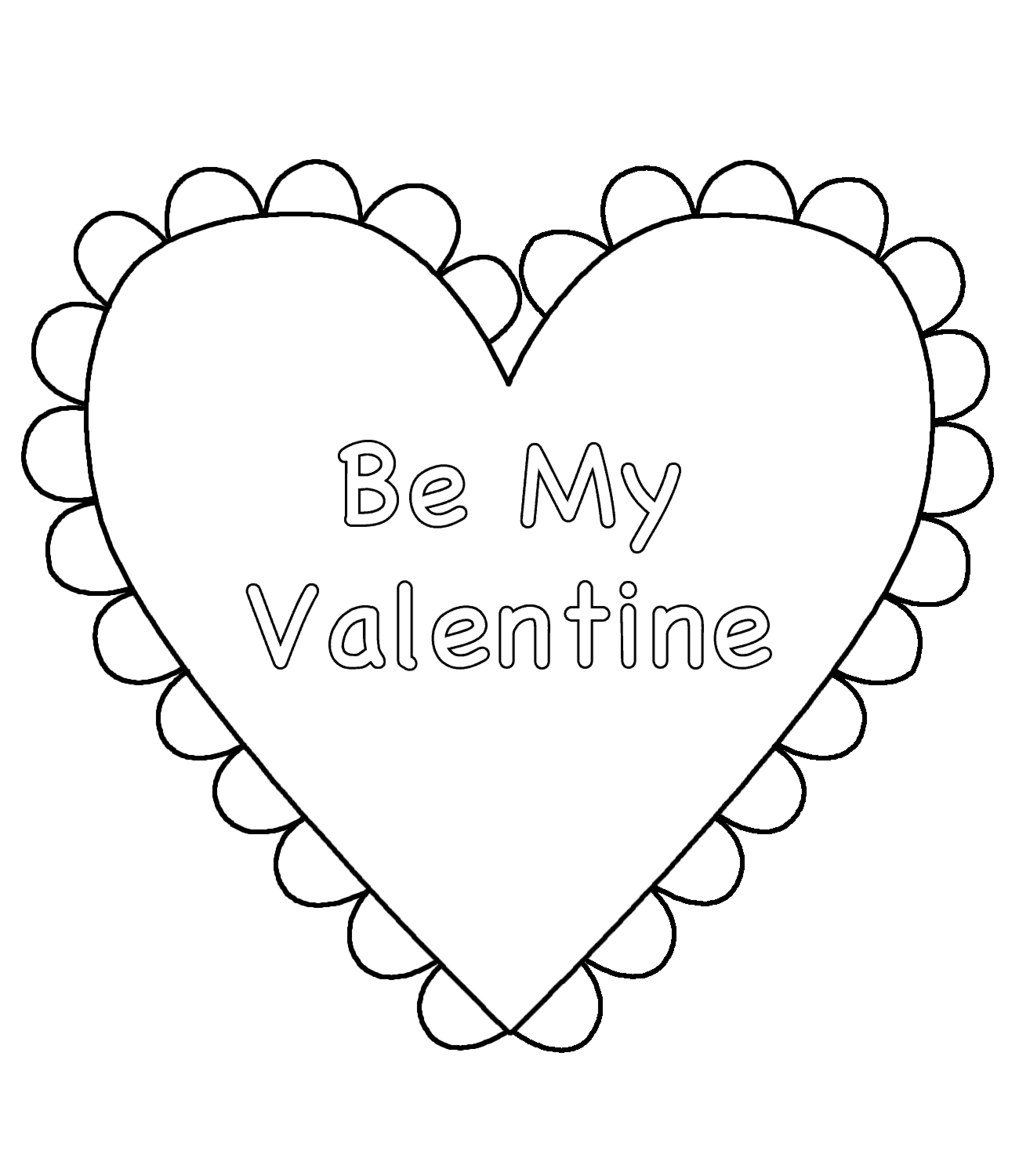 Simple Be My Valentine Coloring Pages