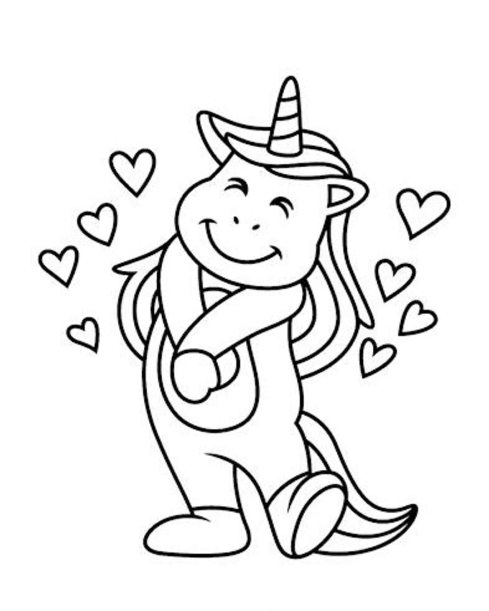 Unicorn Love Valentine Coloring Pages