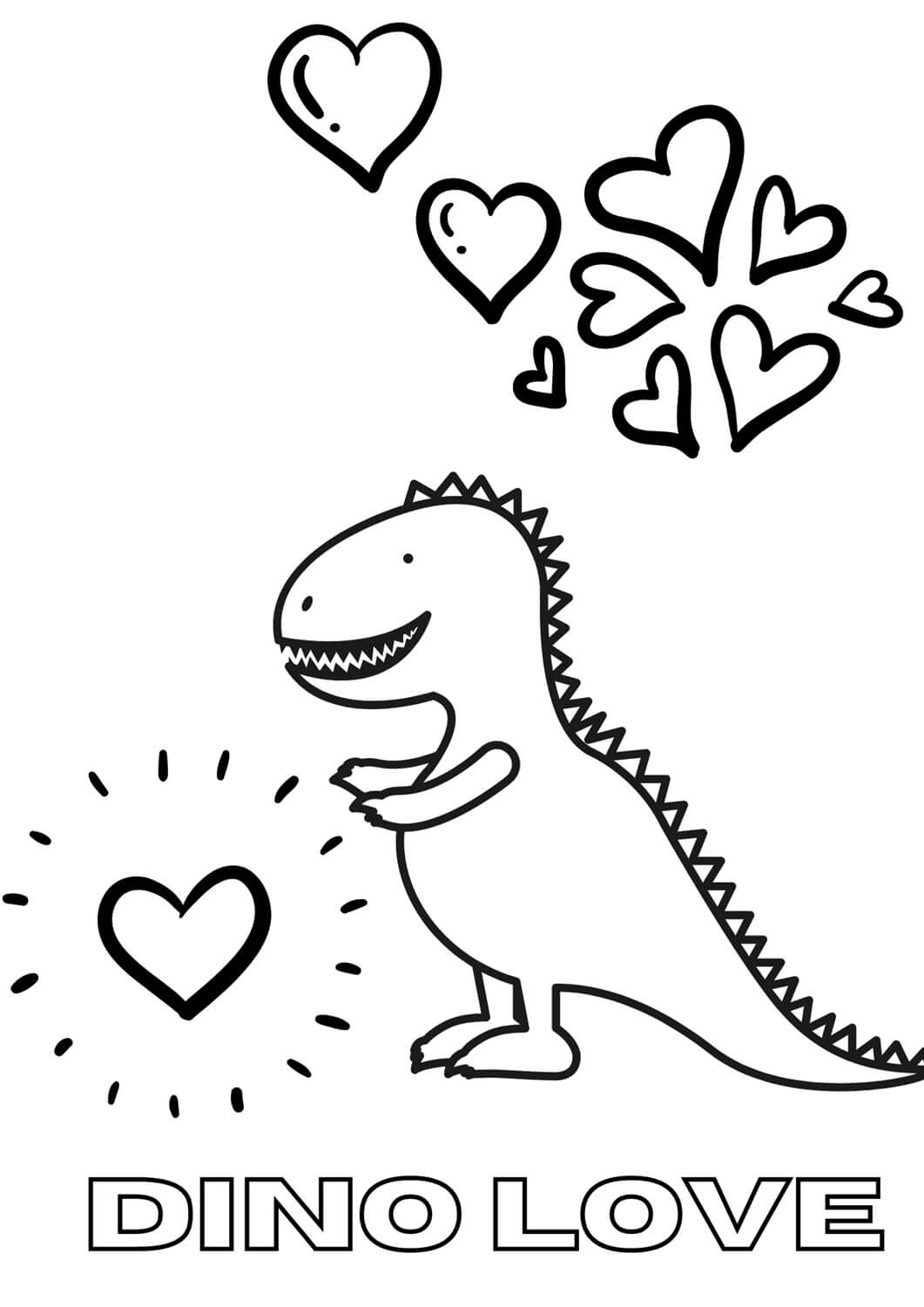 dinosaur valentine coloring pages