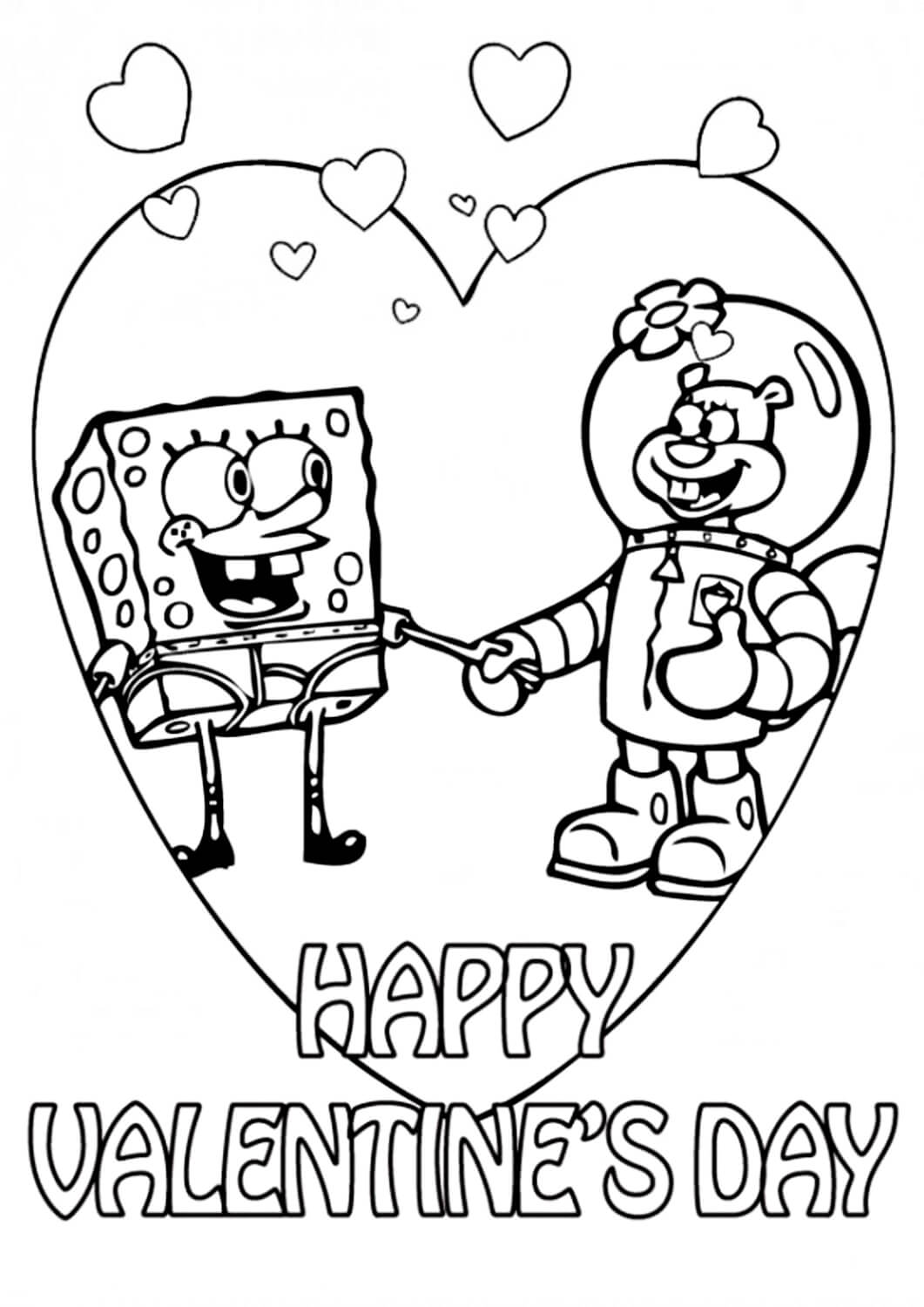 happy valentine day coloring pages from spongebob