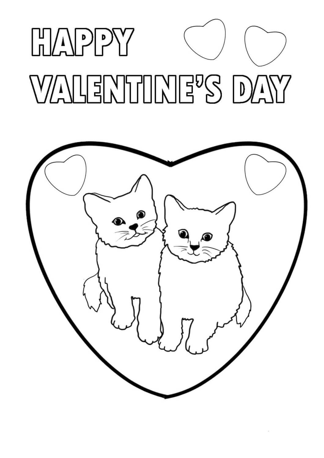 valentine cat coloring pages