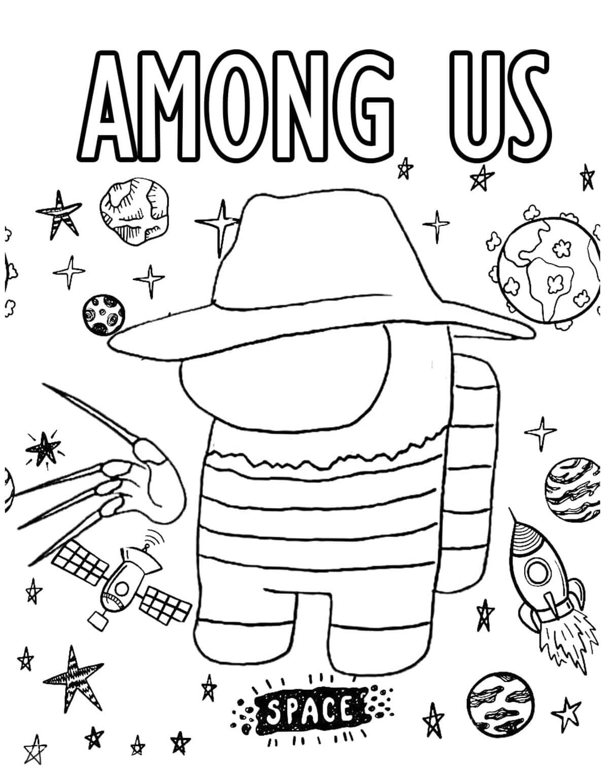 Among Us Freddy Krueger coloring page