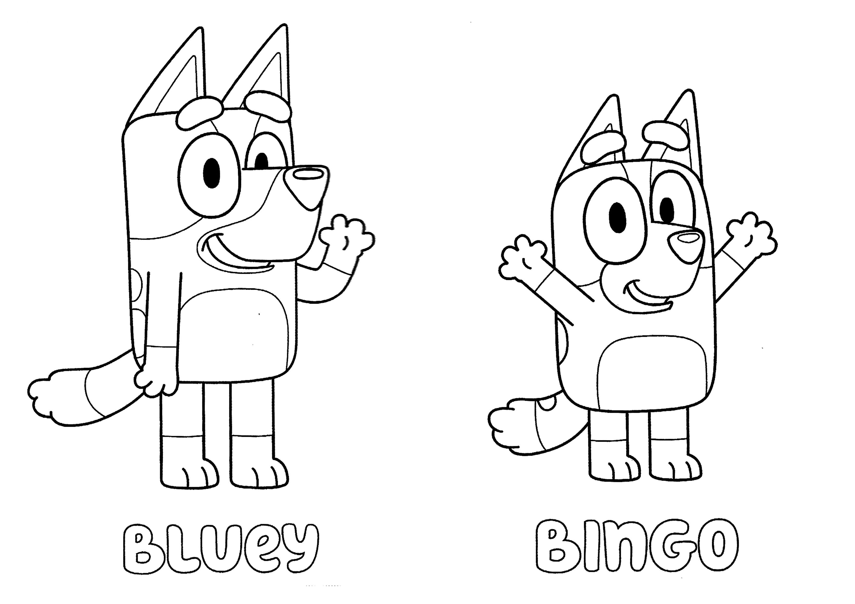 Bingo and Bluey Coloring Pages
