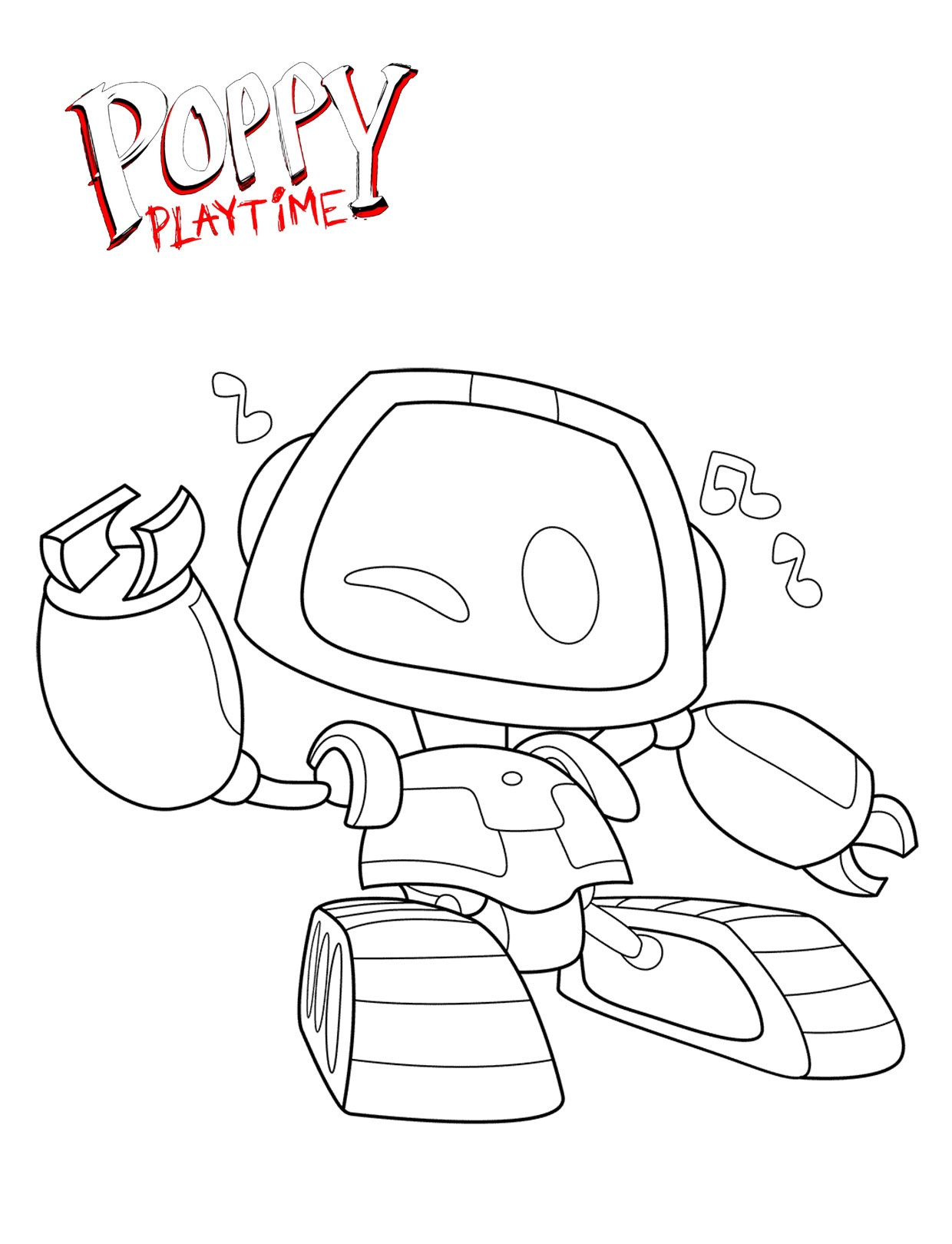 Boogie Bot From Poppy Playtime Coloring Page 1