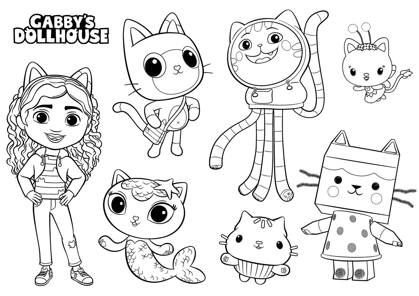 Gabbys Dollhouse Characters Coloring Pages