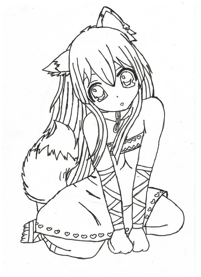 Kawaii Fox Girl Coloring Pages