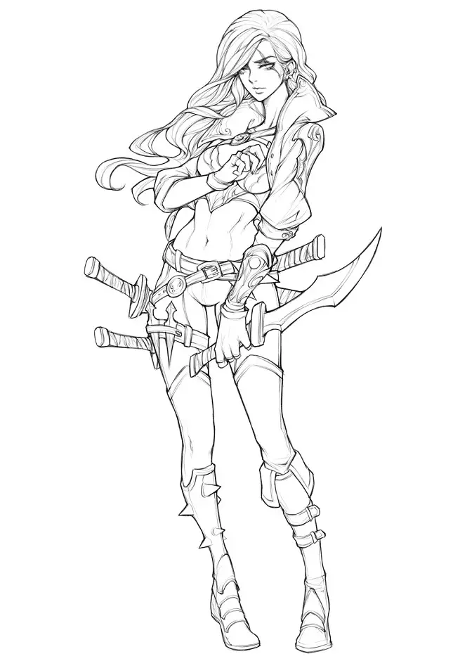 Mercenary Katarina League Of Legends Coloring Pages