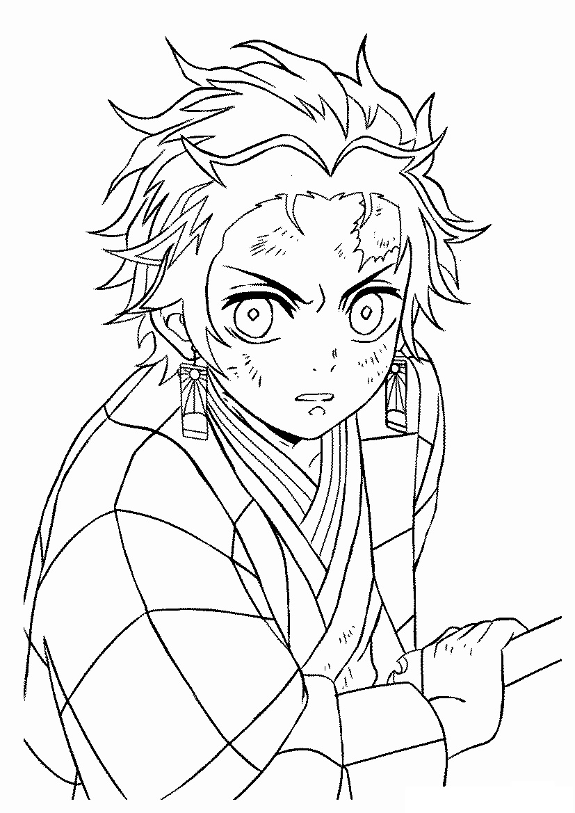 Demon Slayer Coloring Book Tanjiro · Creative Fabrica