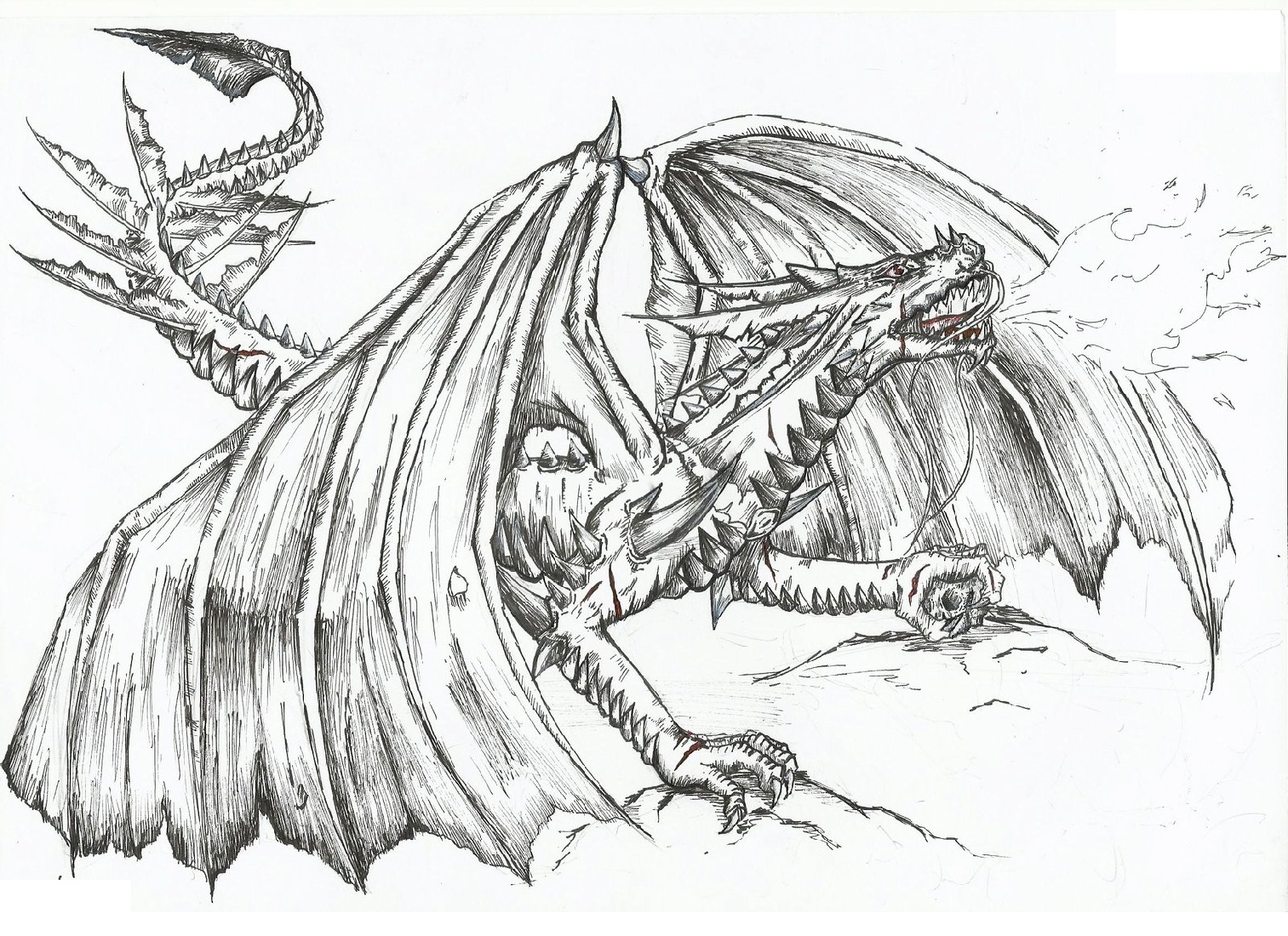 Realistic Dragon Coloring Pages Fire Breathing