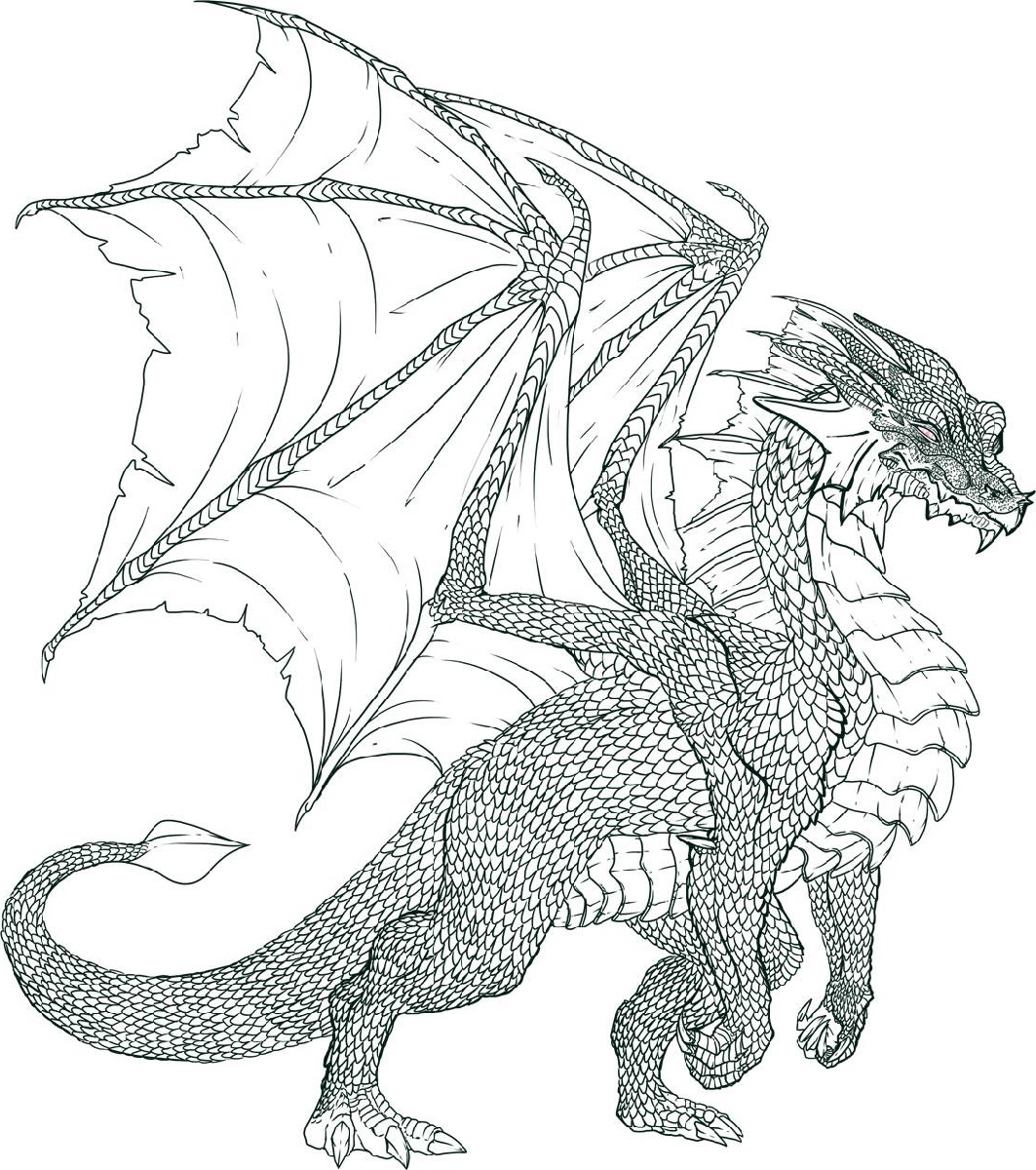 Realistic Dragon Coloring Pages Free