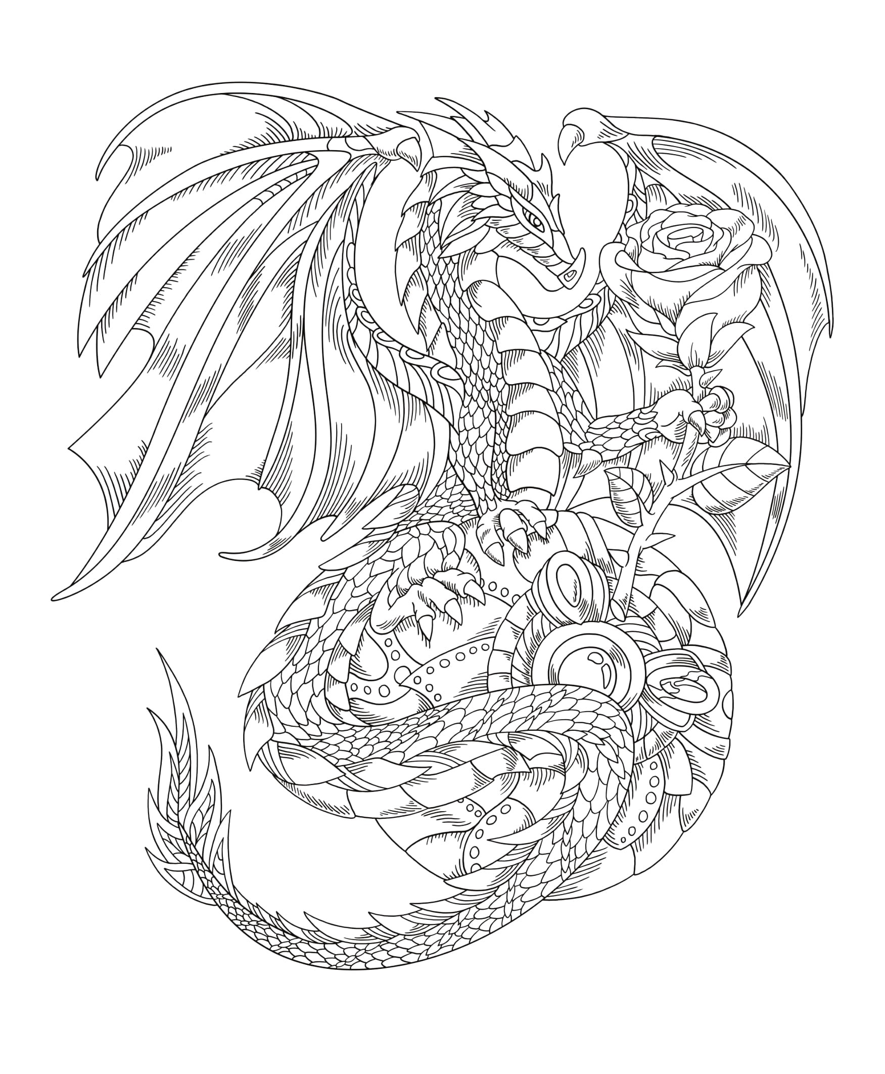 Realistic Dragon Coloring Pages