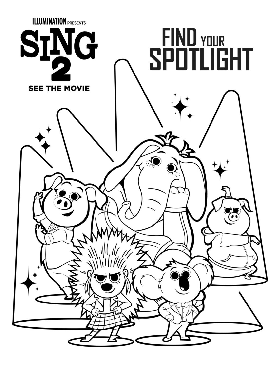 Sing 2 Characters coloring page