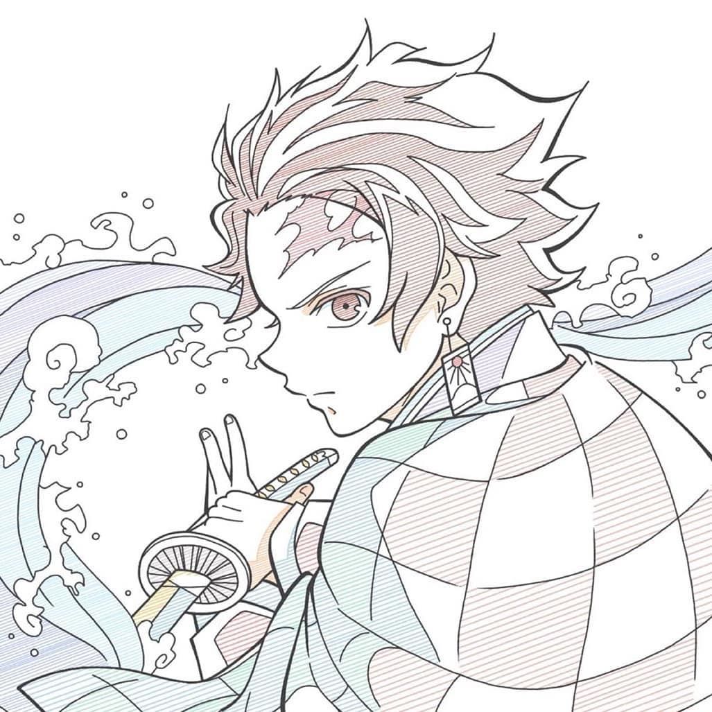 Demon Slayer Coloring Book Tanjiro · Creative Fabrica