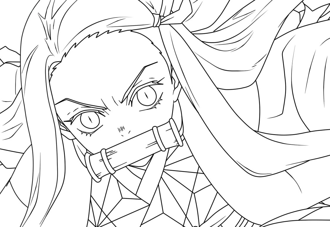 angry Nezuko Coloring Pages