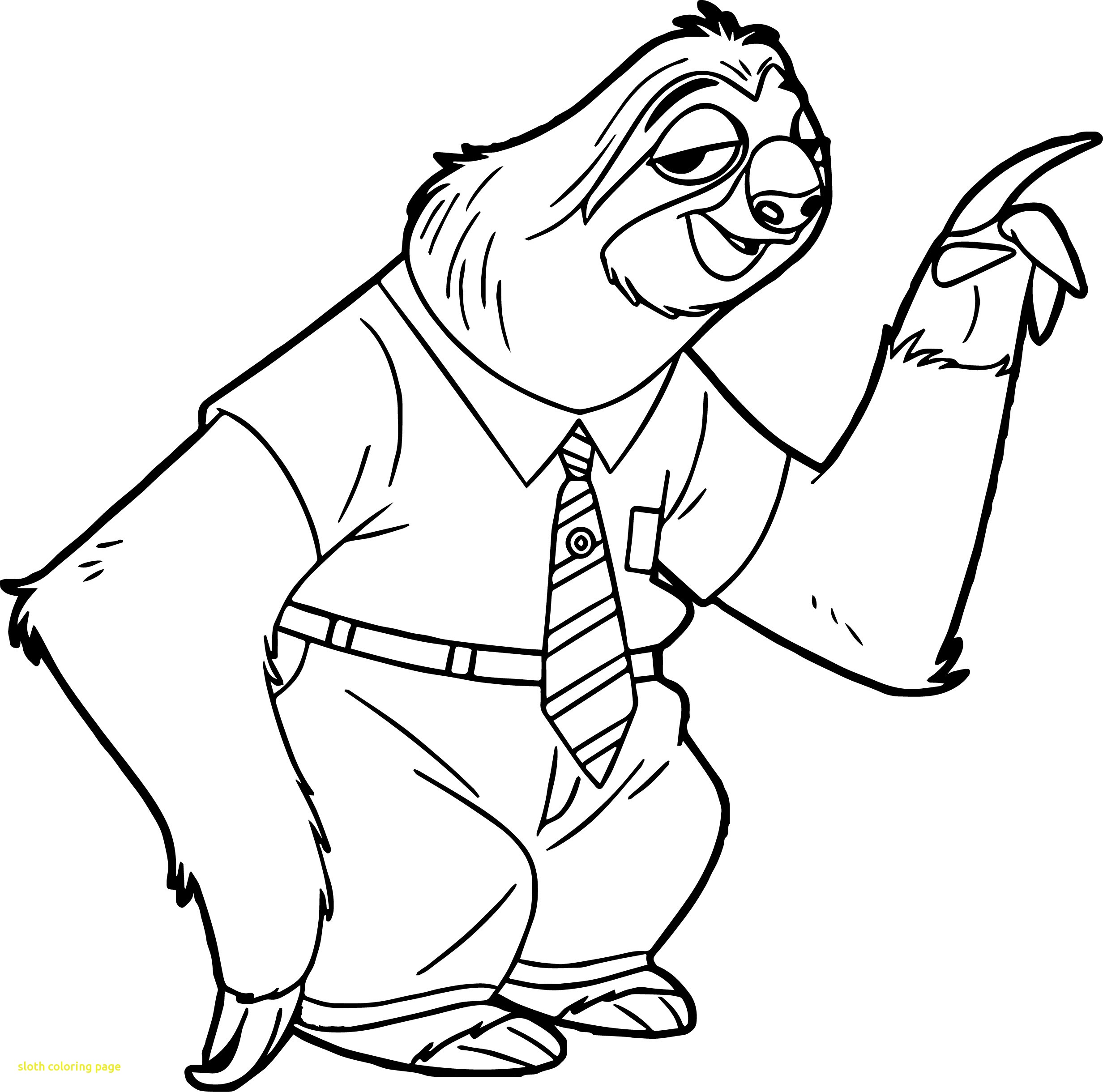 cartoon Sloth Coloring Pages