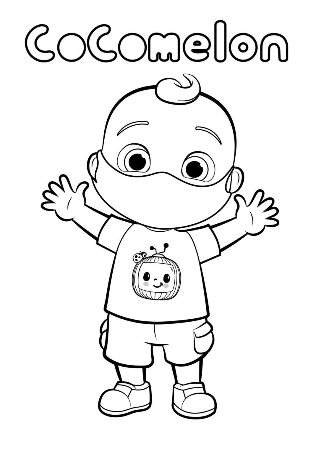cocomelon jj with a mask coloring page