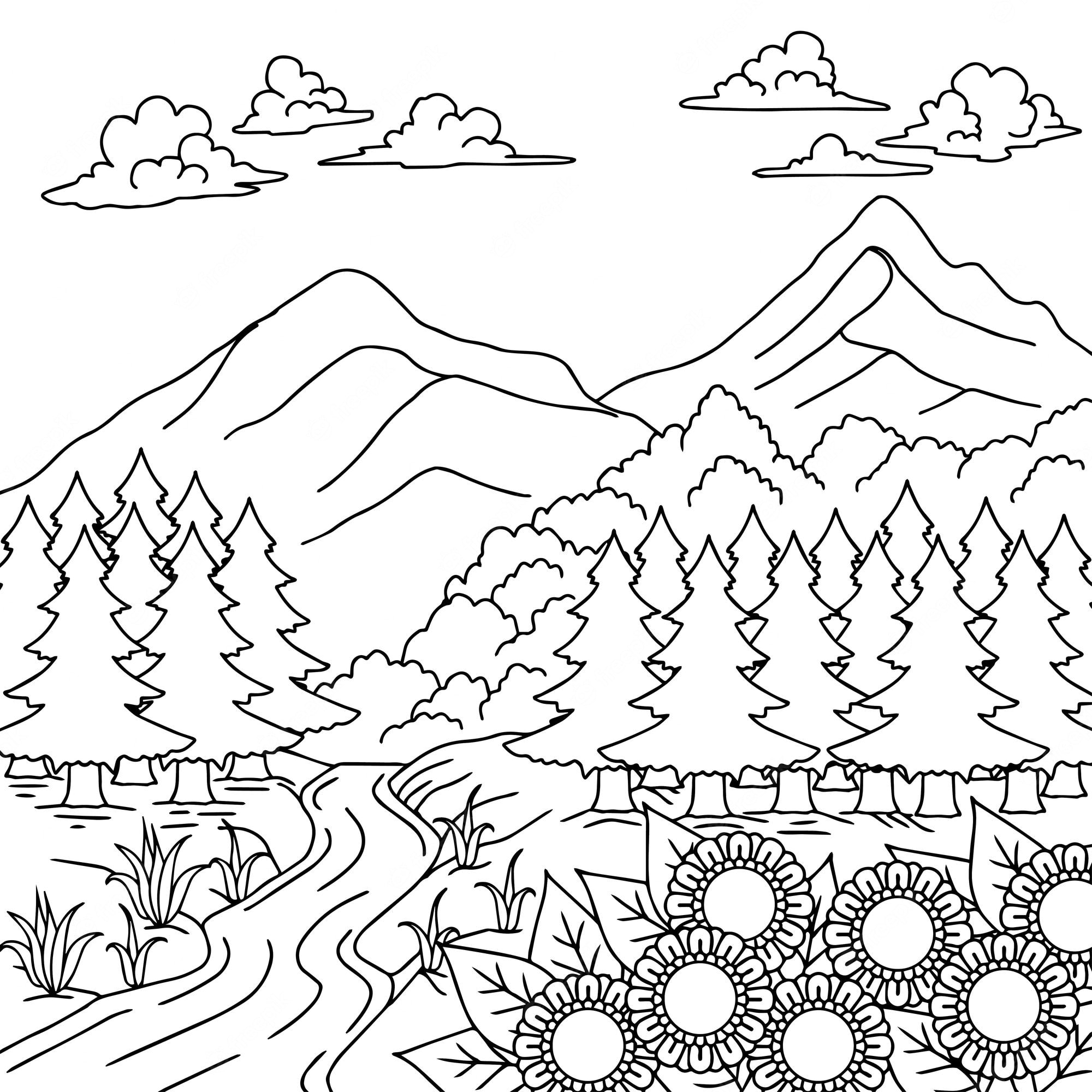 coloring page landscape