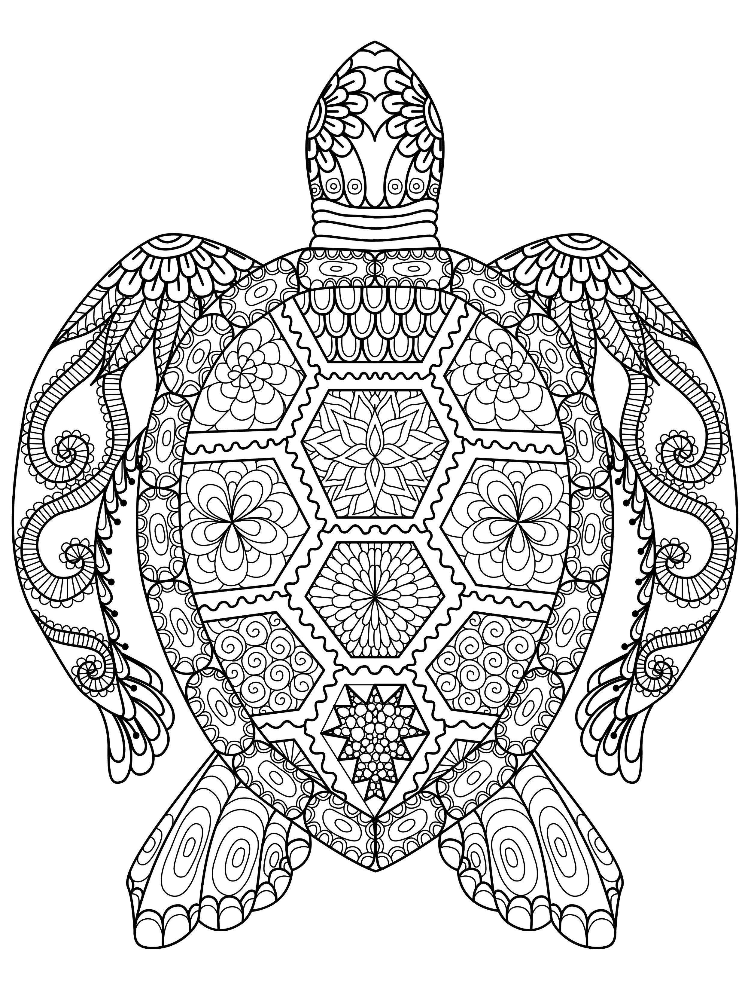 Animal Mandala Coloring Pages turtle