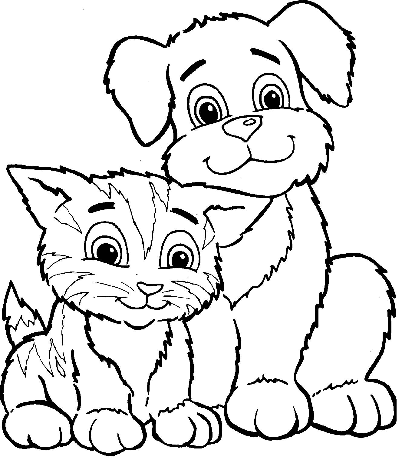 Cat And Dog Coloring Pages