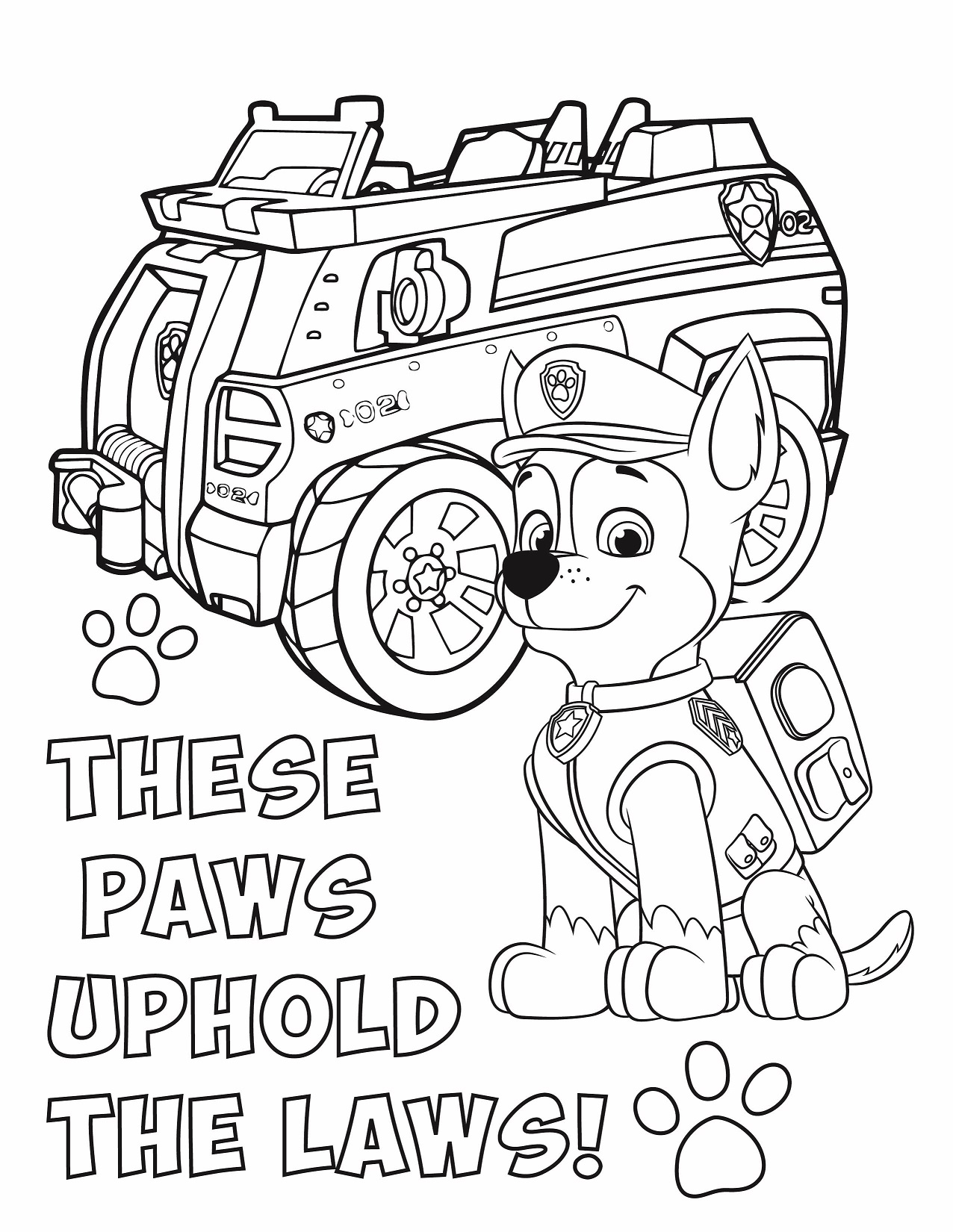 Chase Police Car Paw Patrol Coloring Page