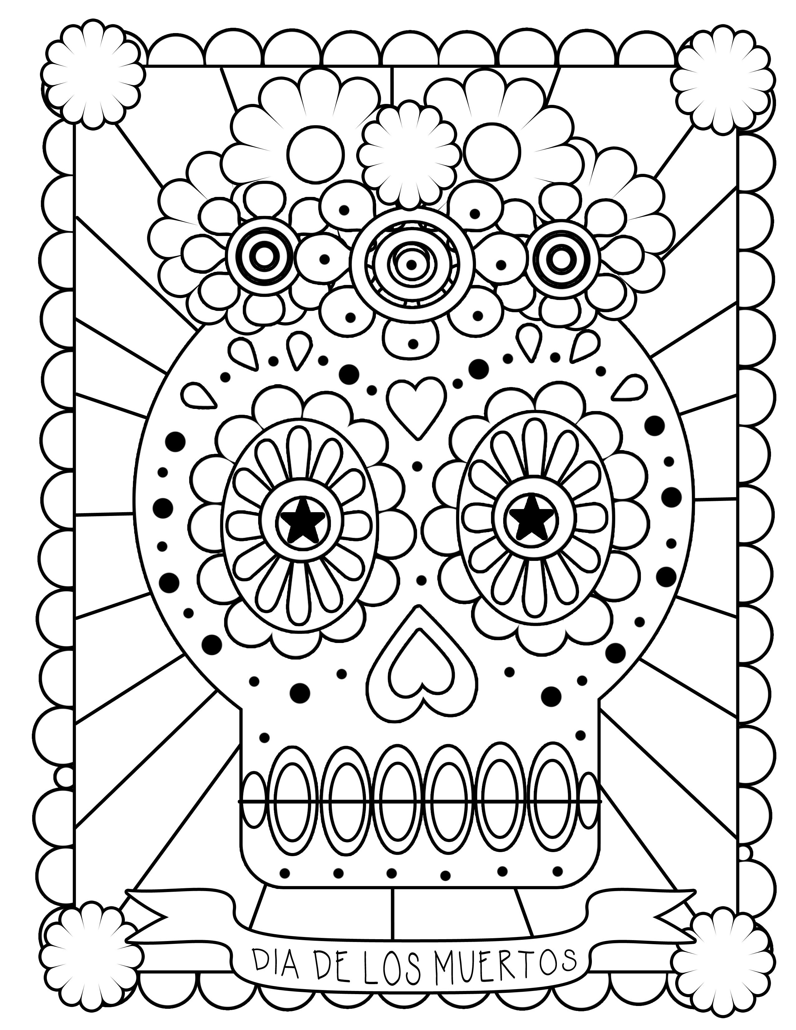 Dia De Los Muertos Coloring Pages Skulls