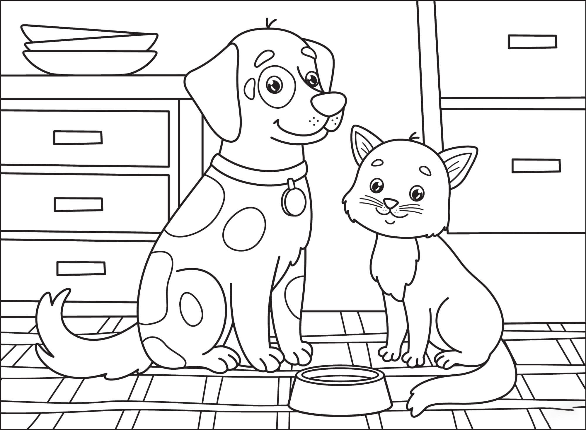 Free Cat And Dog Coloring Pages