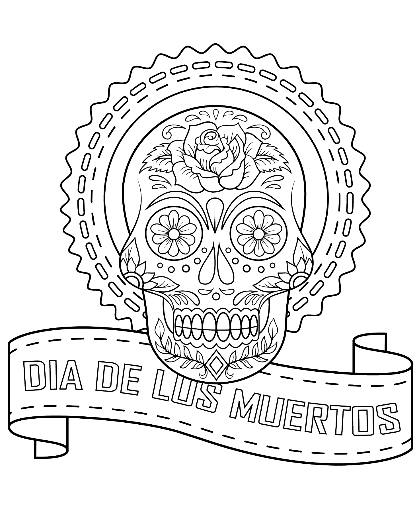 Free Dia De Los Muertos Coloring Pages