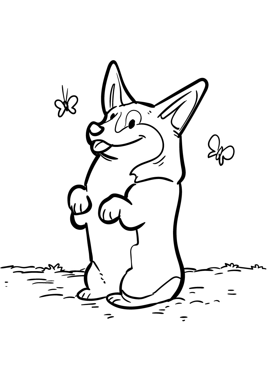 Funny Corgi Coloring Pages