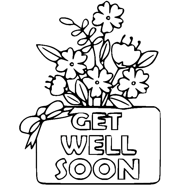 Get Well Soon Flowers Card coloring pages