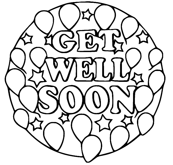 Get Well Soon with Balloons coloring pages