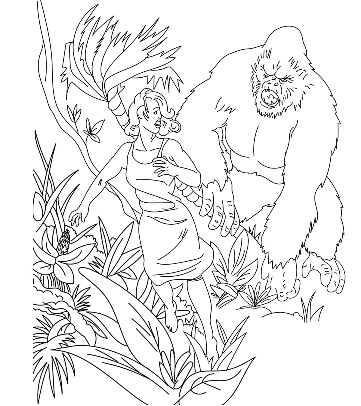 King Kong Jungle Coloring Page