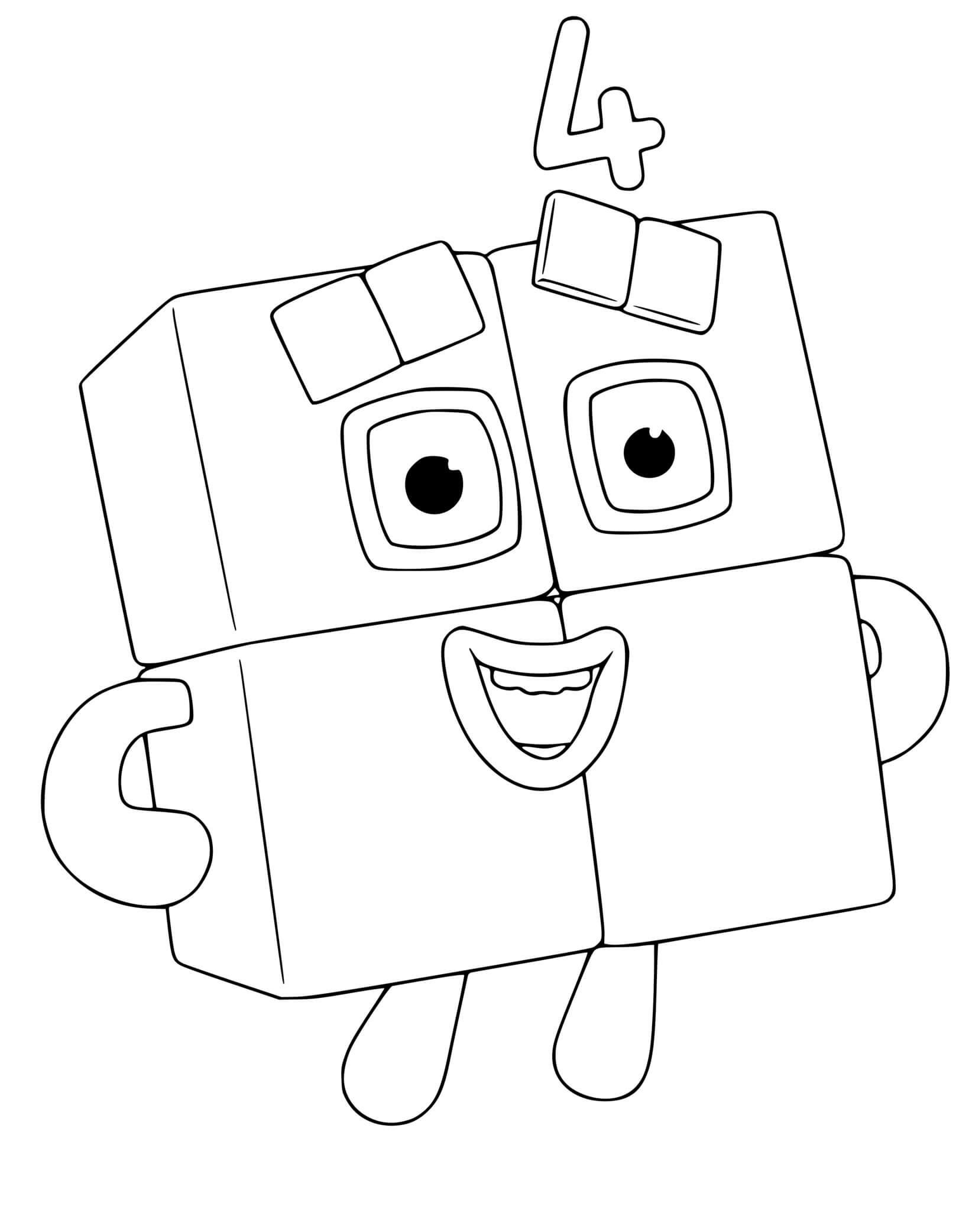 Numberblocks 4 Coloring Pages