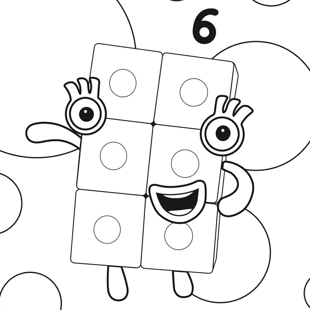 Numberblocks Six Coloring Pages