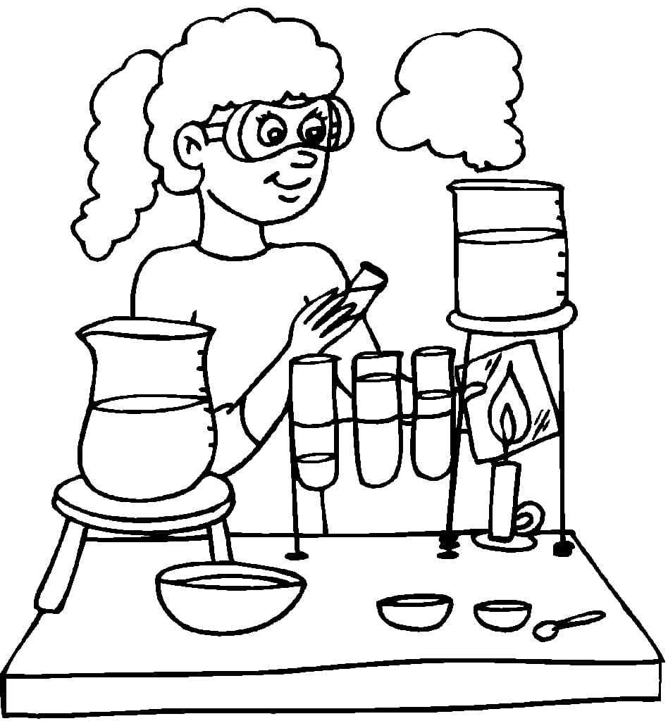 Studying Science coloring page