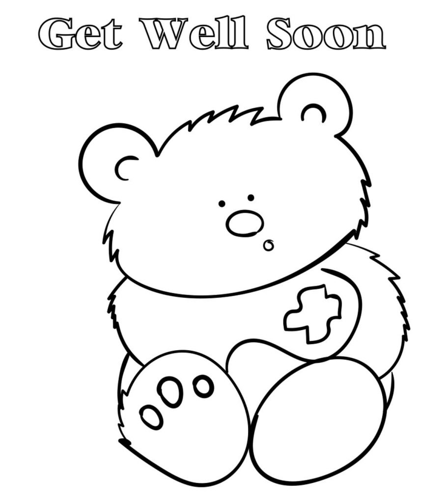 Teddy Bear Get Well Soon Coloring Pages
