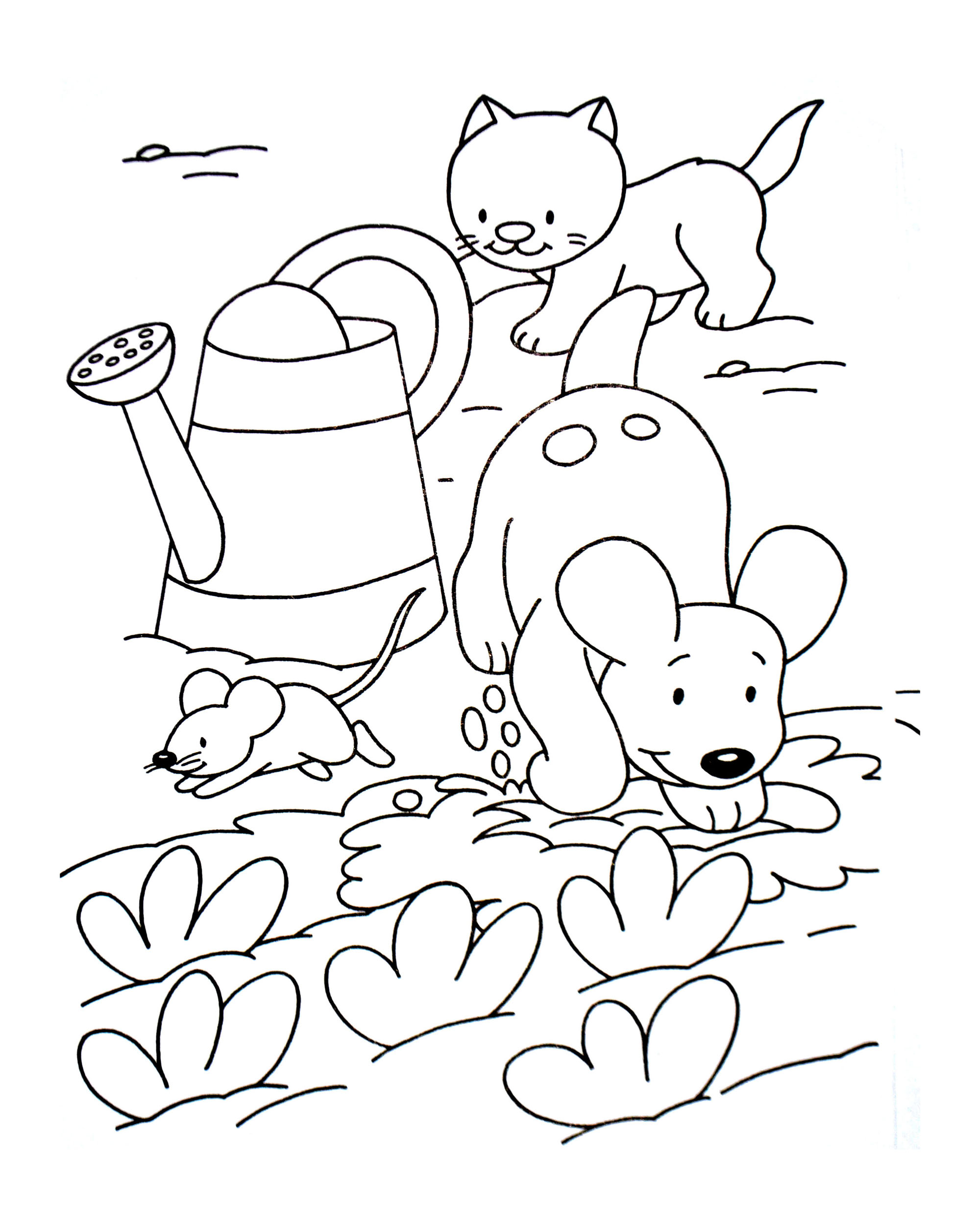 coloring dog cat and mouse