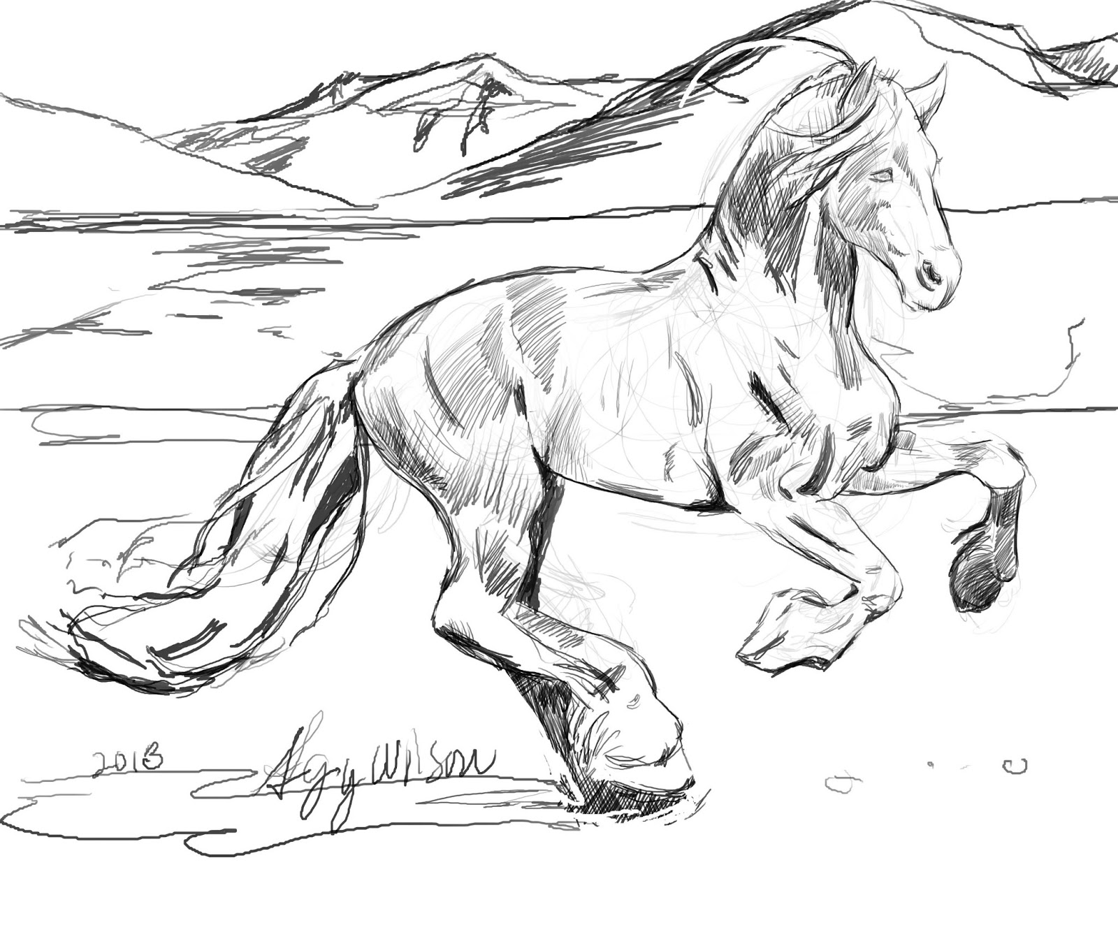 realistic horse drawing