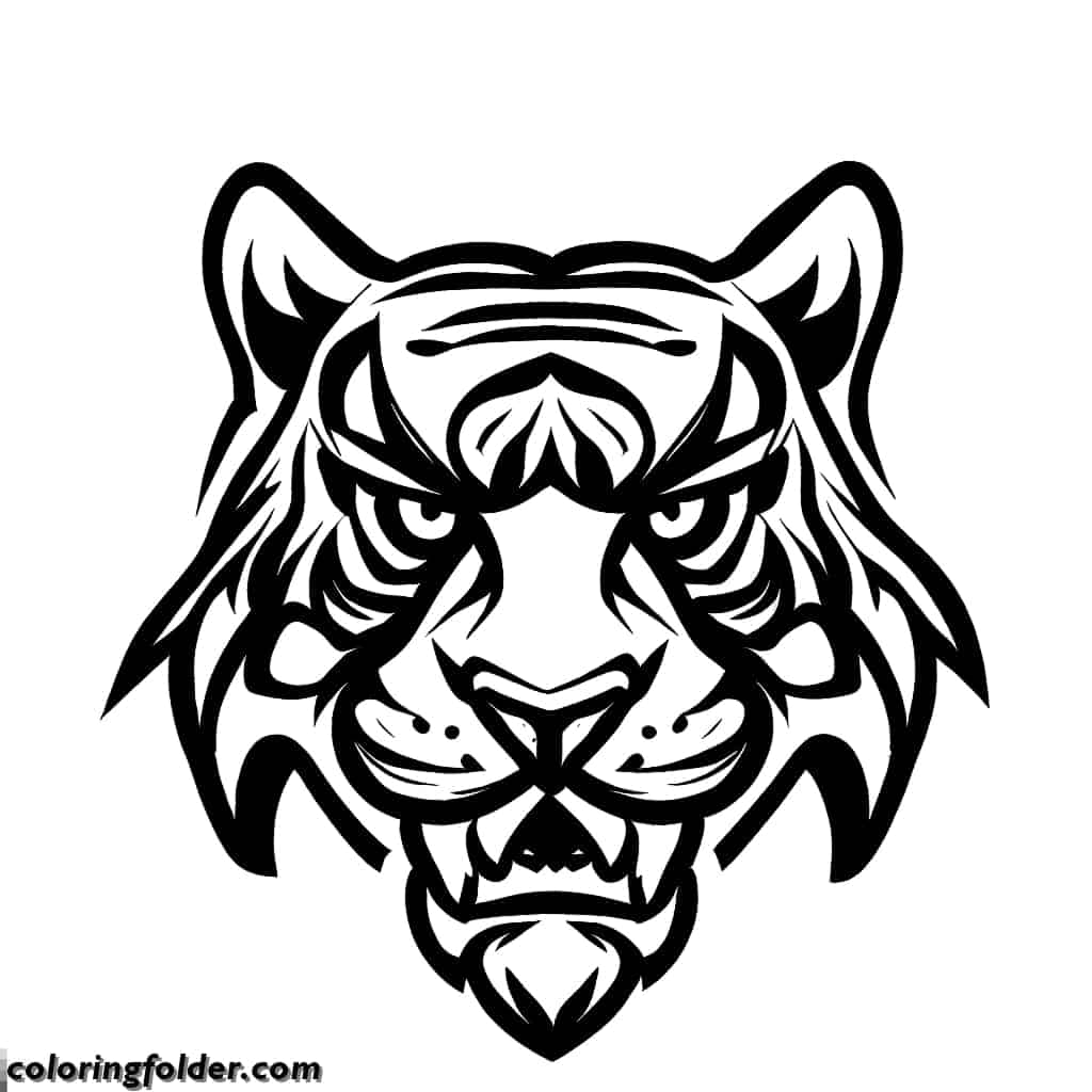 angry tiger face coloring pages 2
