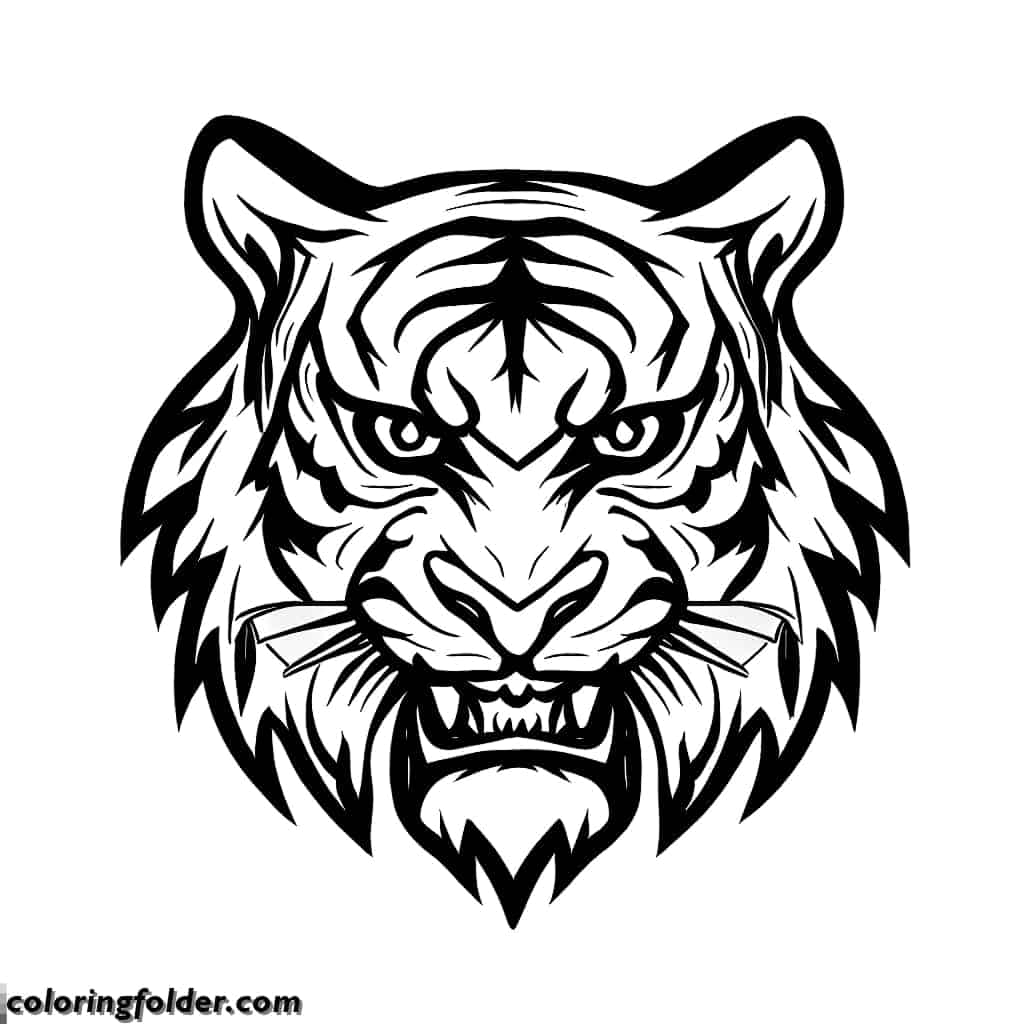 angry tiger face coloring pages