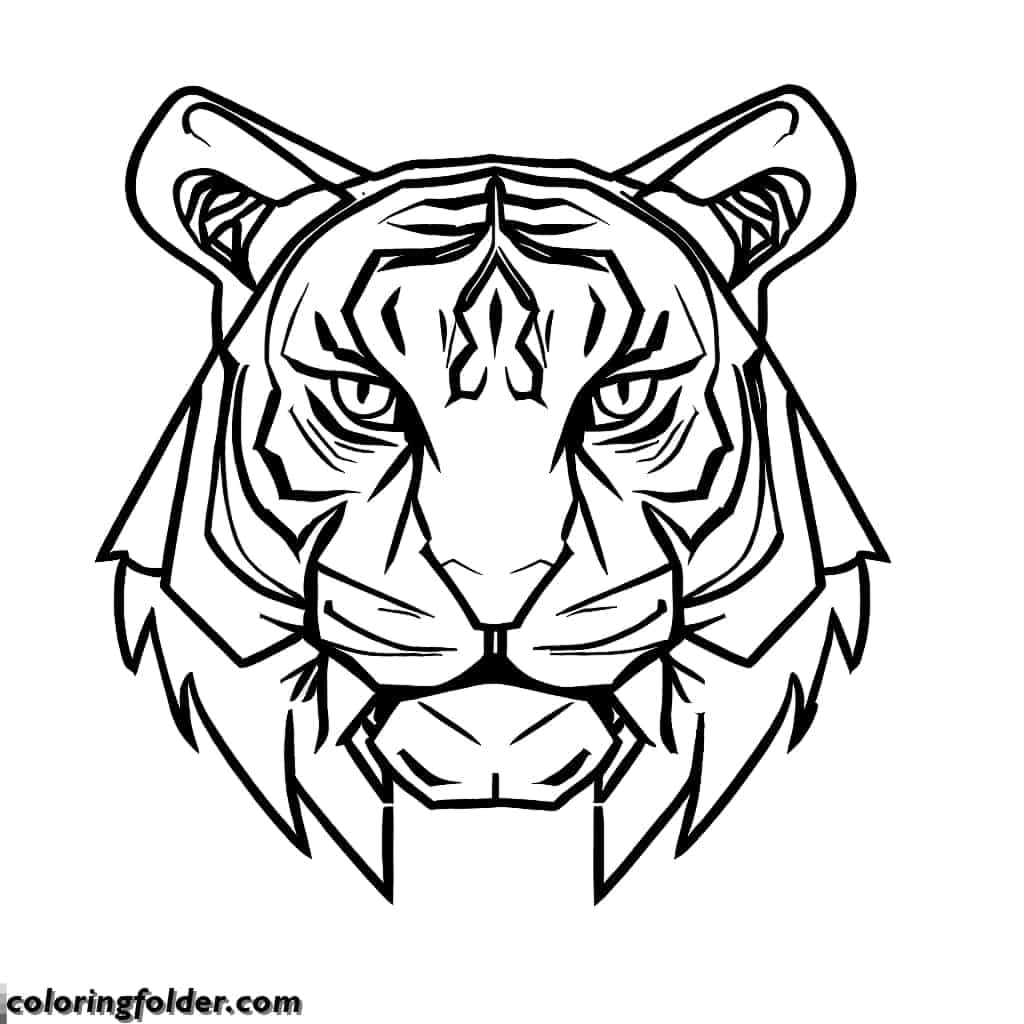 angry tiger head coloring pages 3