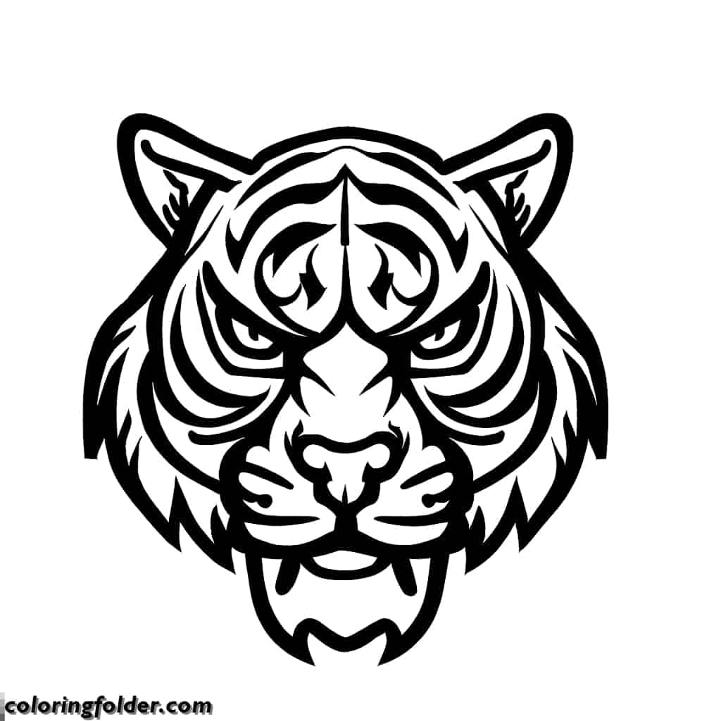 angry tiger head coloring pages